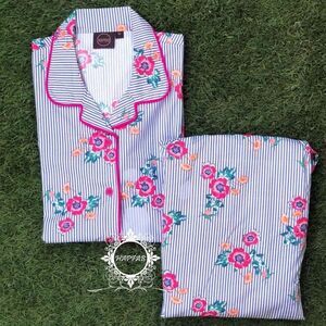 Floral  Short Sleeved Pajamas 100 % Cotton   Cottagecore